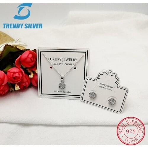 925 sterling silver jewellry sets for woman women necklace and stub earring pendant flower rose hot sale free shipping
