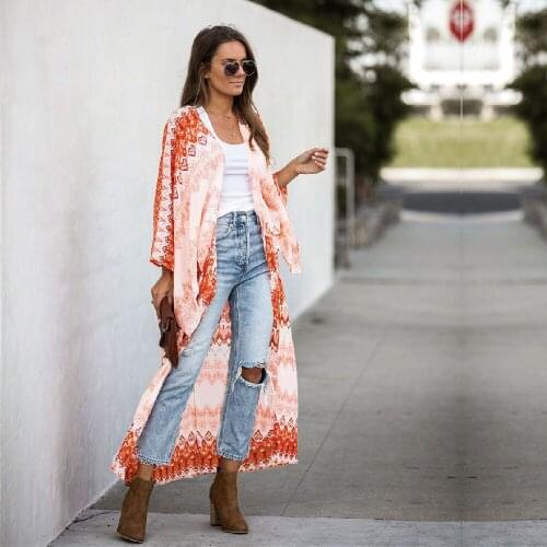 2021 Boho Striped Robes for Women Bathing Suit Cover-ups Plus Size Beach Wear Kimono Dress Women Summer Swimsuit Cover Up A805