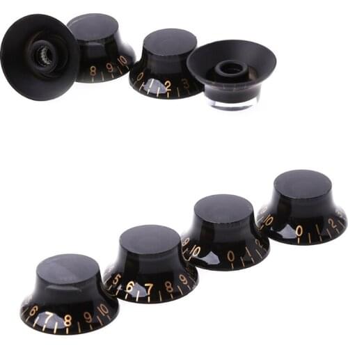 1pc Knob Button Bell Shape Guitar Tone Volume Control For LP Guitar Parts Black Gold E56D