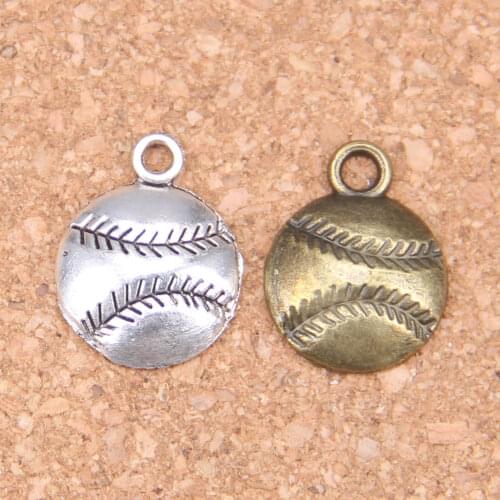 100pcs Charms baseball 15x15mm Antique Pendants,Vintage Tibetan Silver Jewelry,DIY for bracelet necklace
