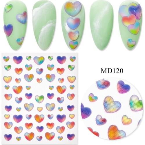 1PC 3D Nail Slider Love Heart Design Glitter Shiny Decoration Decal DIY Transfer Adhesive Colorful Nail Art Tips Tattoo Manicure