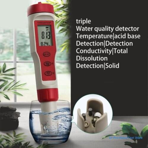 4 in 1 Digital PH Meter with TDS/EC/Temperature Measurement Waterproof Highly Accurate Multi-Parameter Tester