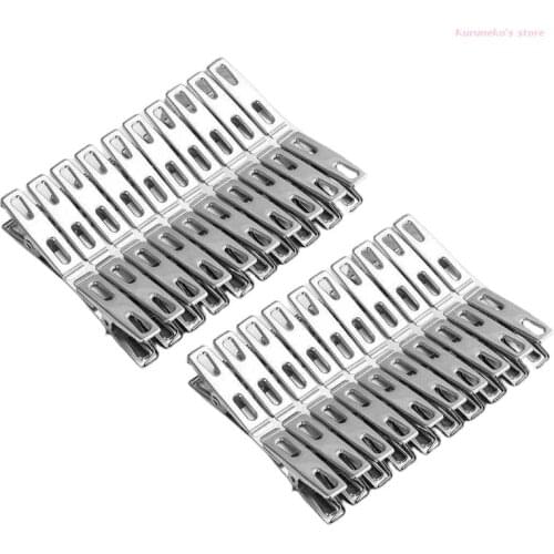 Neko 40Pcs Stainless Steel Clothes Clips Metal Laundry Pegs Strong Spring Towel Sock Clothespins Food Sealing Photos Hanger