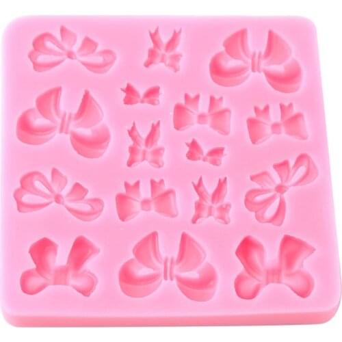 ANGRLY DIY Tray Soft Silicone Small Cute Mold Bowknot Shape Cake Decorating Mould Sugarcraft Tool Kitchen Accessories Candy