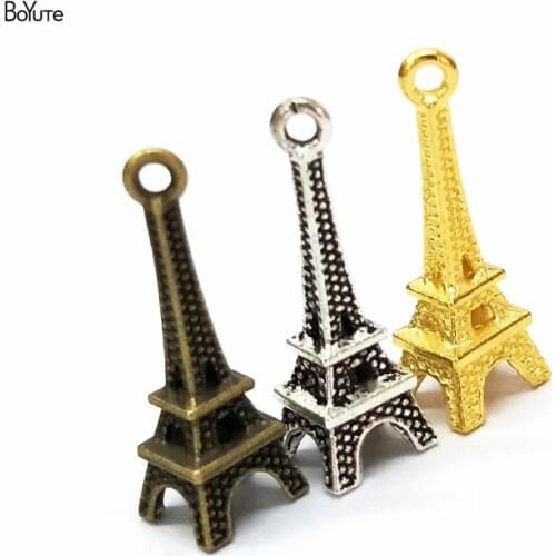 BoYuTe (100 Pieces/Lot) Metal Zinc Alloy 23*8MM Small Eiffel Tower Charms for Jewelry Making Diy Necklace Bracelets Hand Made