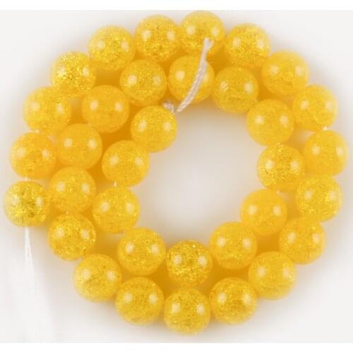 Natural Stone Yellow Cracked Quartz Crystal Beads Round Loose Spacer Beads For Jewelry Making Diy Bracelet Necklace 6 8 10 12mm