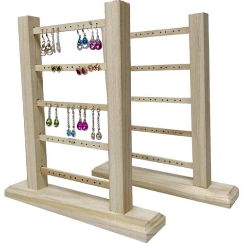 1 Piece Creativity 25 Pairs Wooden Jewelry Display Rack Stand 5 Layers Earring Holder Ear Studs Pendant Storage Organizer