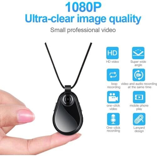 Camera Necklace Recorder 1080P Small Micro Cam Wearable Mini DV DVR Voice Portable Sports Camcorder Light Body Cam