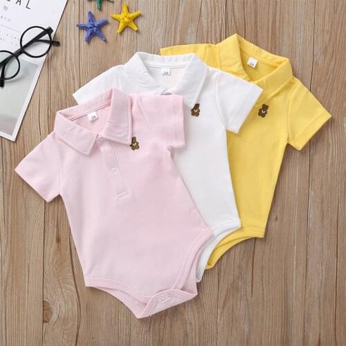Newborn Baby Romper 0-12 Months 2021 Summer Solid 3 Colors Polo Infant Baby Clothes jumpsuit new born Bebies Roupas Kids