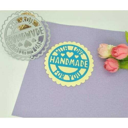 Round love badge with lace, metal cutting die for breast label, scrapbook, photo album decoration DIY handmade art