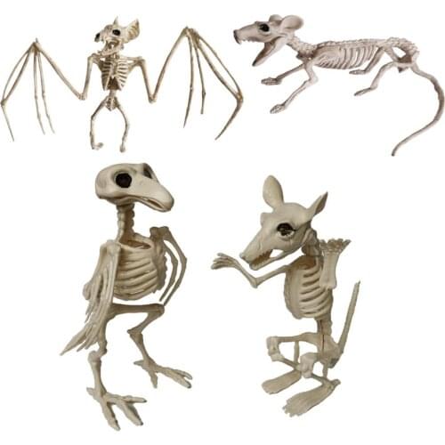 Halloween Animal Skeleton Bones Horror Bat Mouse Crow Bones Ornaments Hallowmas Creepy Decoration Props Party