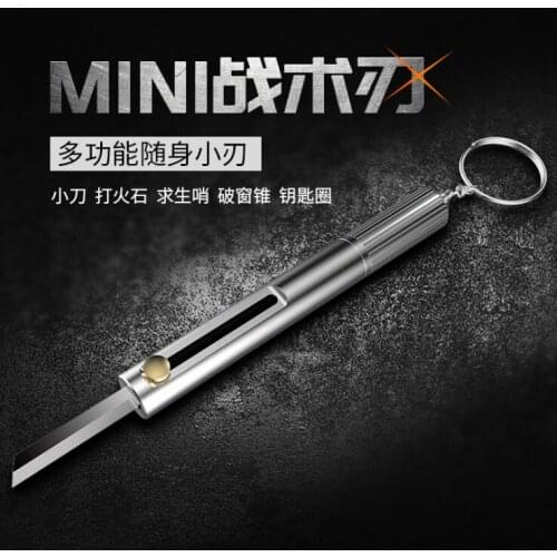 Multifunctional Mini Portable Tool Knife Magnesium Rod Flintstone Whistle Outdoor Fire Making Keychain Creative Gift