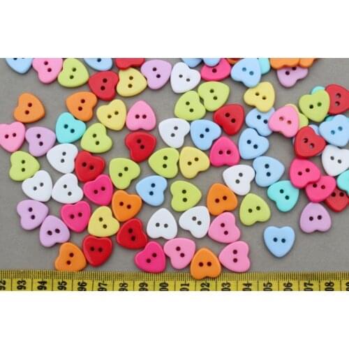 Set of 750pcs - 15mm Bright Resin Heart Buttons in Assorted Colors wholesale free shipping-LK0026 D25
