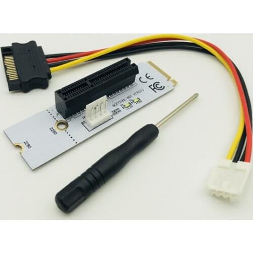 New NGFF ETH ETC Graphics Card M.2 Key M to PCI-E 1X 4X 8X 16X Riser Card Mining Slot Adapter with LED For BTC LTC Miner Machine