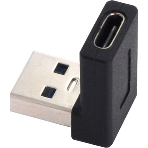 USB-C Type C Female 90 Degree Up Angled to USB 3.0 A Male Data Adapter for Laptop Desktop