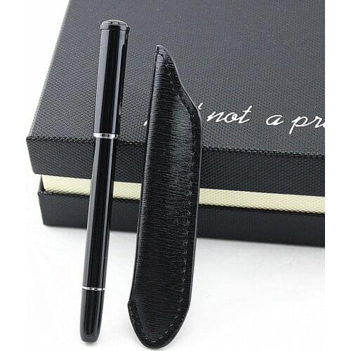 Luxury Fountain Pen 0.5mm High-end Business Gift Pens Leather pencil case with Gift Box Office Supplies metal ink Pen