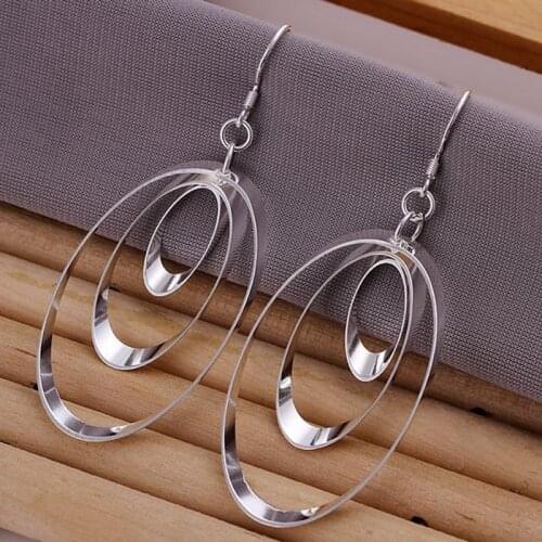 Fashion jewelry Earring For Women, Plated Earrings Triple Round Plate Earrings E180 /NIMIYFML RCCVZJLJ silver color
