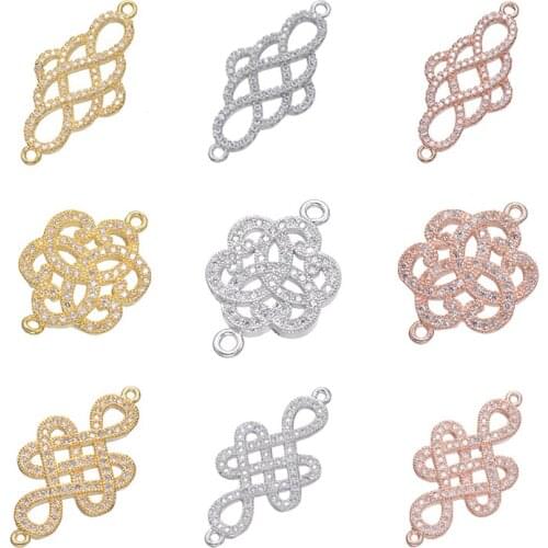 Juya Handcrafted Jewelry Components Korea Knot 2 Loops Decoration Lucky Charms Connectors For Bracelet Necklace Earrings Making