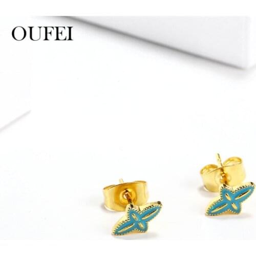OUFEI Stainless Steel Jewelry Woman Charms Small Stud Earrings For Women Korean Earings Fashion Jewelry Accessories