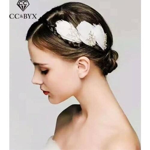 CC&BYX Romantic Feather Hair Combs for Women Hairpins Wedding Party Hair Ornaments Brides Accessories Hair Clips Sticks 0031
