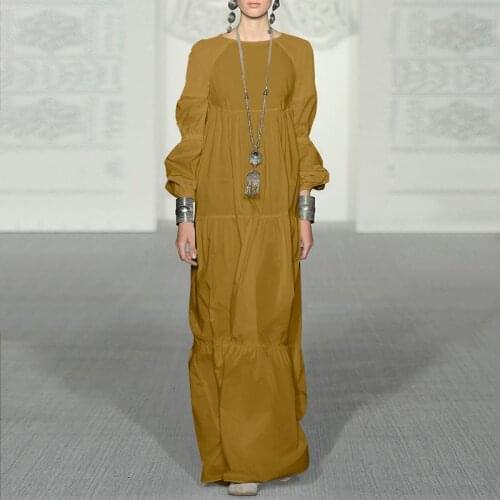 Women'Floor-Length Dress Vintage Party Long Maxi Dress Long Sleeve Robe Femme Beach Sundress VONDA 2021 Female Vestido Plus Size