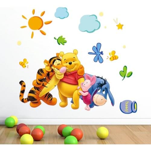 ZOOYOO Winnie the Pooh friends wall stickers children room decoration stickers detachable PVC wall decals adesivo de parede