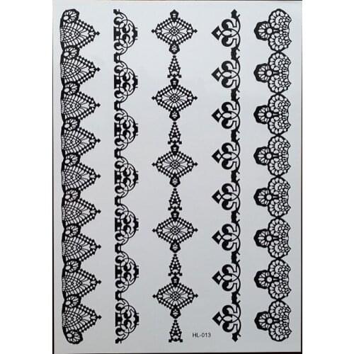 1PC Hot Tattoo Black Lace Henna Women Fake Bracelet Tattoo Arm Stickers Waterproof Tattoo