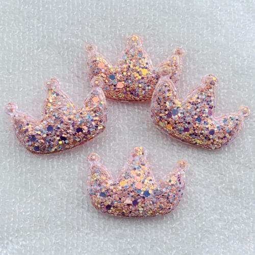16pcs 30*42mm glitter padded crown Appliques for Craft Clothes Sewing Supplies DIY Hair Clip Accessories -K011