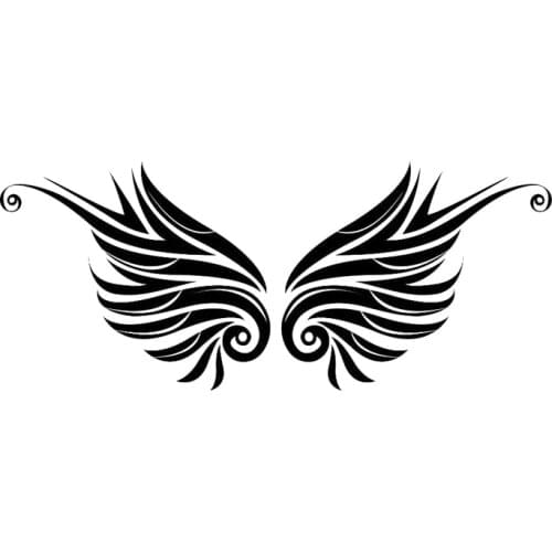17.7cm*7.3cm Tattoo Wings Decor Car Styling Vinyl Motorcycle Car Sticker Black/Silver S3-6949