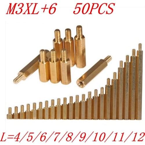 200pcs free shipping M3 Male 6mm x M3 Female 4-20 mm Brass Standoff Spacer M3 Hexagonal Stud Spacer Hollow Pillars