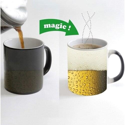 350mL Creative Beer Bubble Magic Color Changing Mugs Brief Coffee Tea Moring Milk Cup Birthday Best Gift for Friend DropShipping