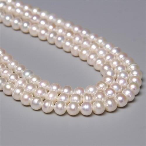 6-7mm Wholesale Real Round White 100% Natural Freshwater Loose Pearl Beads For Jewelry Making DIY Women Bracelet Necklace 14