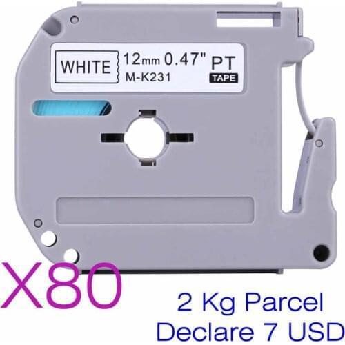 80 Pcs MK231 M231 M-K231 MK-231 Label Tapes for Brother P Touch PT-85 PT-75 PT-BB4 PT-55 For Bulk order