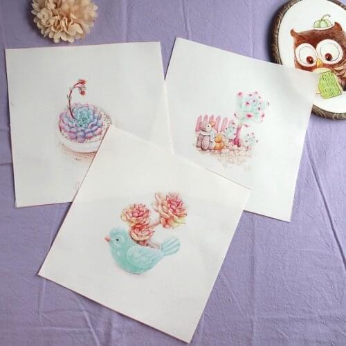 9pcs New Arrival 20*20cm 100% Cotton Canvas Fabric Succulent Plants Series Patchwork Cloth Diy Decora Frame Painting New