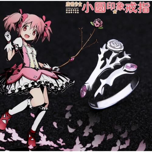 Anime Puella Magi Madoka Magica Kaname Madoka Ring Rose 925 Sterling Silver Cosplay Gift
