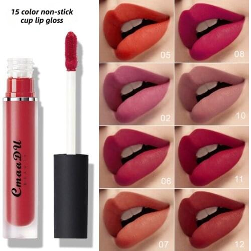 Hot online celebrity same paragraph 15 color matte non-stick cup lip gloss lipstick