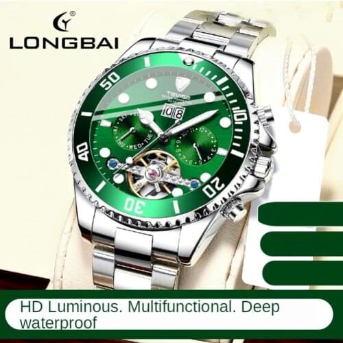 Mens mechanical watch watch water ghost calendar high-end business casual water steel band watch tide