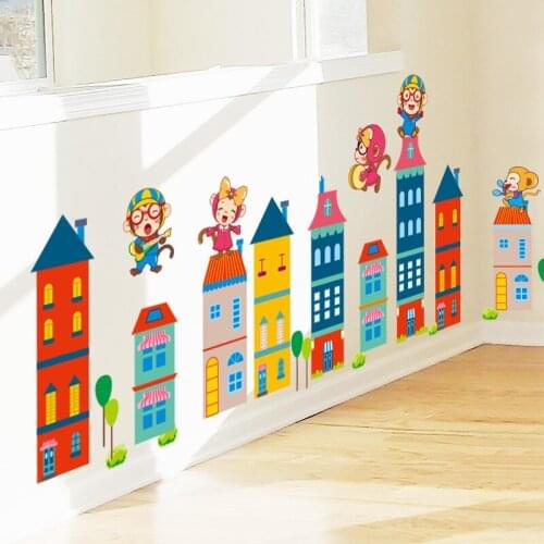 Childrens room bedroom wall decoration kindergarten ring creation material cartoon skirting sticker wall sticker wallpaper
