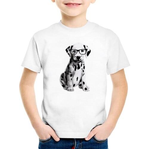 Boys T-shirt girl tops children T-shirt dalmatian print summer casual round neck short sleeve kids clothes unisex baby clothes