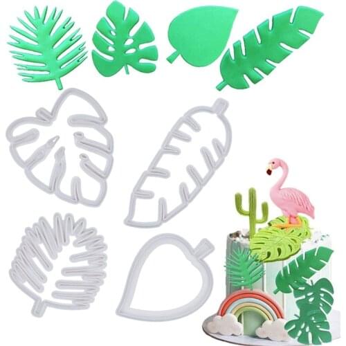 Polymer Clay Tools Tropical Leaf Cookie Cutter Hawaiian Palm Leaves Fondant Cake Cutting Set Plastic Pottery Mold Ceramic Tool