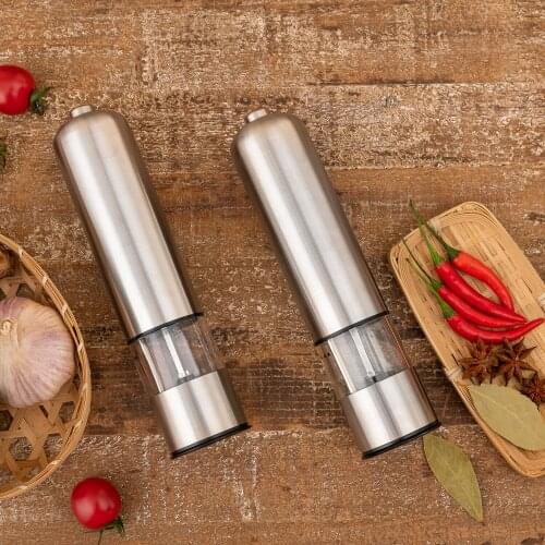 Kitchen Pepper Mill Parts Ceramic Automatic Stainless Steel Salt And Pepper Grinder Set Electric Pepper Salt Shaker Grinder