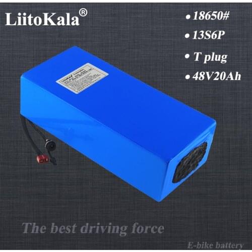 LiitoKala 48V 20ah 13s6p Lithium Battery Pack 18650 48V 20AH 1000W electric bicycle battery Built in 20A BMS T plug or XT60