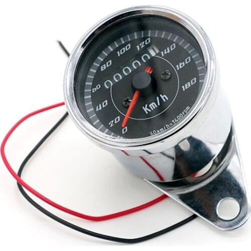 Universal Motorcycle Retro Black Instrument DC 12V Scooter Refit Speedometer Odometer Tachometer Motor Motorbike Silver Meter