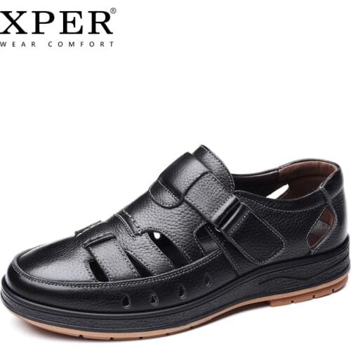 Summer Fashion Leather Shoes Sandals Men Black Casual Footwear Comfort Rome Fisherman Classics Male Beach Shoes Brown #XP005