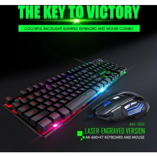 IMICE Keyboard Mouse Set Backlit Multi Colors ABS Waterproof Wired Gaming Keyboard Mouse for Notebook Desktop Keyboard Mouse Kit