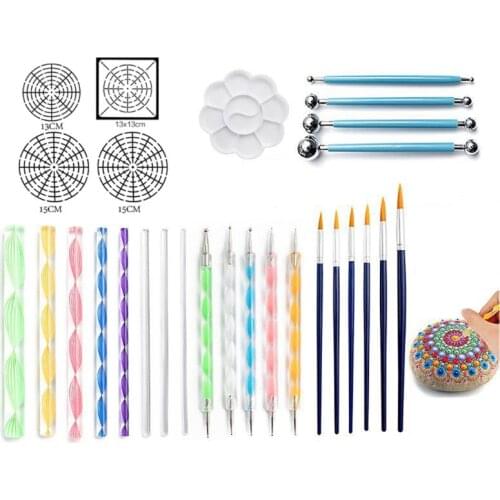 28pcs Mandala Dotting Tools Kit for Painting Rock Stone Pen Art Paint Stencil T3LB