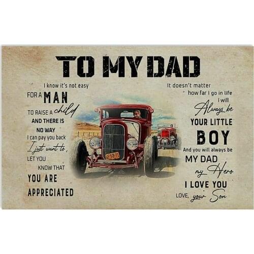 Camping Son to Dad You Will Always Be My Dad My Hero,Plaque Retro Home Living Room Man Cave Gift for Fathers Day Tin Metal Sign
