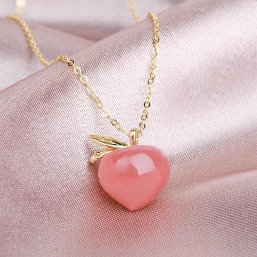 S925 Sterling Silver Peach Necklace for Women Cute Clavicle Chain Neck Pendants Women Jewelry on the Neck Christmas Gift