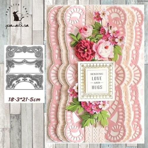 Panalisacraft Lace Border Flower Background Frame Metal Cutting Dies diecut cut die scrapbook Album Paper Card Craft Embossing