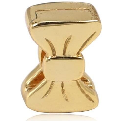 Genuine 925 Sterling Silver Bead Charm Gold Reflexions Bow Clip Stopper Lock Beads Fit Pan Bracelet & Bangle Diy Jewelry